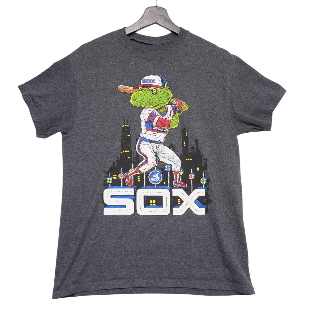 Chicago White Sox‎ Mascot Graphic T-Shirt Size S Cartoon Batter MLB Gray Tee